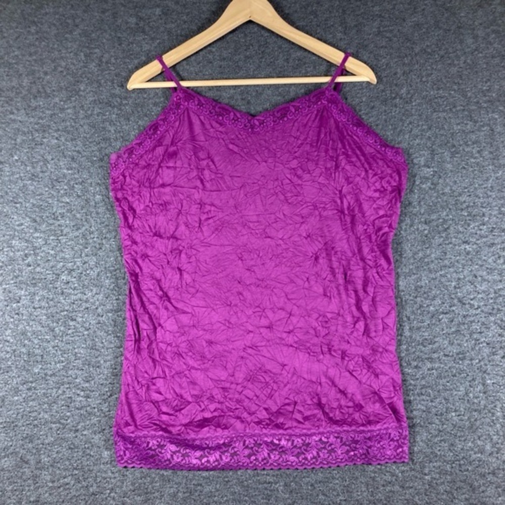 Coldwater Creek Camisole Womens 1X‎ Purple Lace Trim Sleeveless Spaghetti